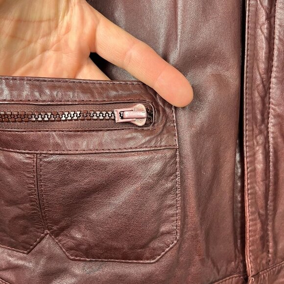 Vintage Fantastic International Leather Cargo Bomber Jacket Men L Aviator Cognac - Picture 4 of 16